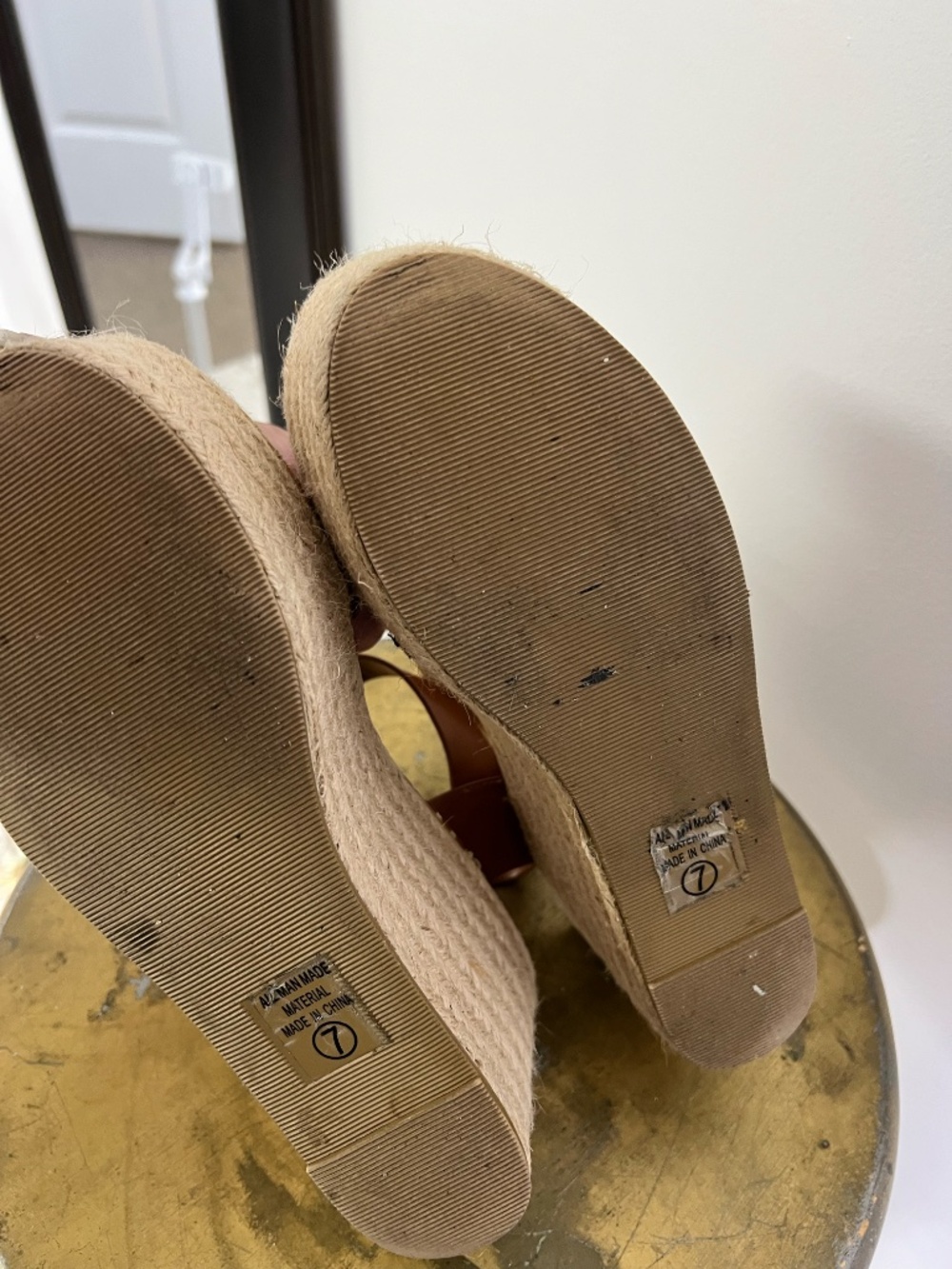 🤎 Soda Cognac Espadrille Wedge Sandals Size 7 - Picture 5 of 7